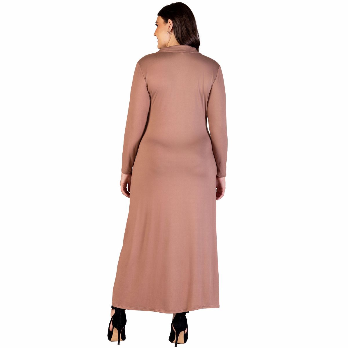 Plus Size Comfortable Collared Wrap Maxi Dress - 24seven Comfort Apparel™ - thumbnail 8