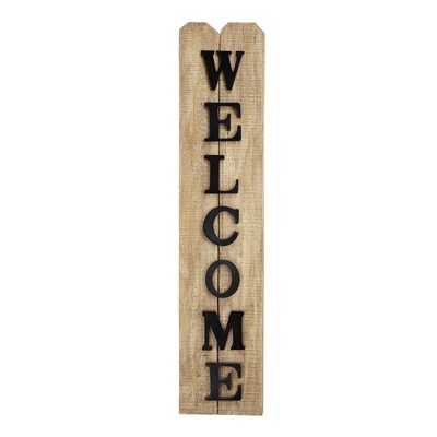 9" x 41" Welcome Rustic Wooden Wall Plaque Sign Brown - American Art Decor