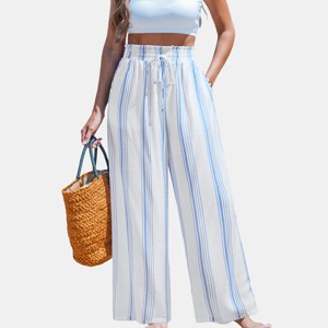 新品 C.E CAVEMPT シーイー STRIPE BEACH PANTS M Cupshe Women's Breezy Striped Beach Pants-M-Blue : Target