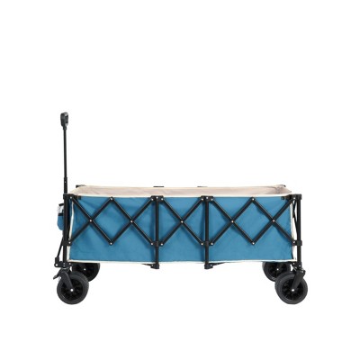 Extended Folding Wagon Carts With 220Lbs Weight Capacity, Heavy Duty Folding Utility Garden Cart With Big All-Terrain Beach Wheels-Cuddlewood