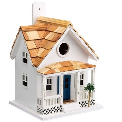 Plow & Hearth Paradise Palms Lighted Beach Cottage Birdhouse - White