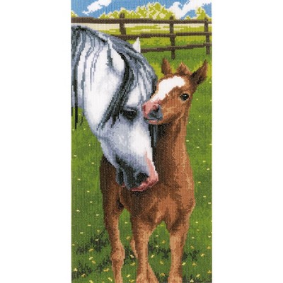 Vervaco Counted Cross Stitch Kit 8"X16"-Horse & Foal on Aida (14 Count)