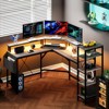 61" L Shaped Gaming Desk, with Monitor Stand, L-Shaped Corner Computer Desks, Built-in LED Lights and Side Storage Pockets, for Small Spaces - 3 of 4