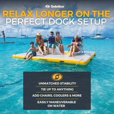 Solstice 10' x 10' White and Yellow Inflatable Floating Dock