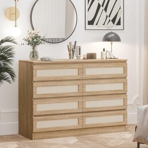 Garvee Rattan Dresser for Bedroom - 8 Spacious Drawers with Elegant Woven Design, Multi-Purpose Usage as Dresser, TV Stand & Entryway Table - 1 of 4