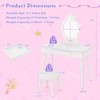 Costway Kids Vanity Set Princess Vanity Table & Chair Set with Lighted Mirror White/Pink/Purple - 3 of 4