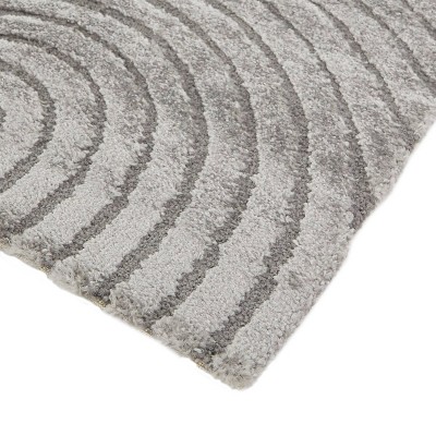 Gray Geometric High-Low Pile Synthetic Area Rug