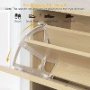 Angel Sar Rattan Shoe Cabinet for Entryway, Slim Shoe Storage Cabinet with 2 Flip Drawers, Shoe Rack Cabinet with Metal Legs, Natural Wood - 4 of 4