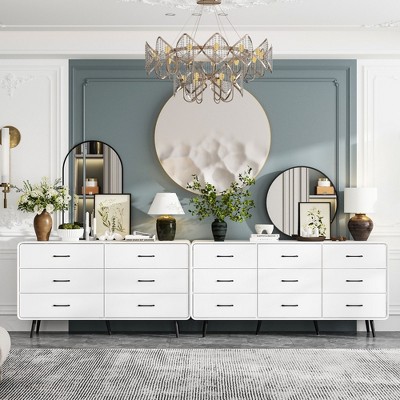 FUFU&GAGA White Rounded - corner Drawer Cabinets: Flexible Combinations, Ample Storage for Home