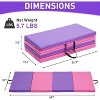 Kids Foldable Tumbling Mat for Home Workouts, 2-Inch Foam Gymnastics Mat with Carry Handles, 3x6ft, Yoga, Stretching, Martial Arts, Pink/Purple - 3 of 4