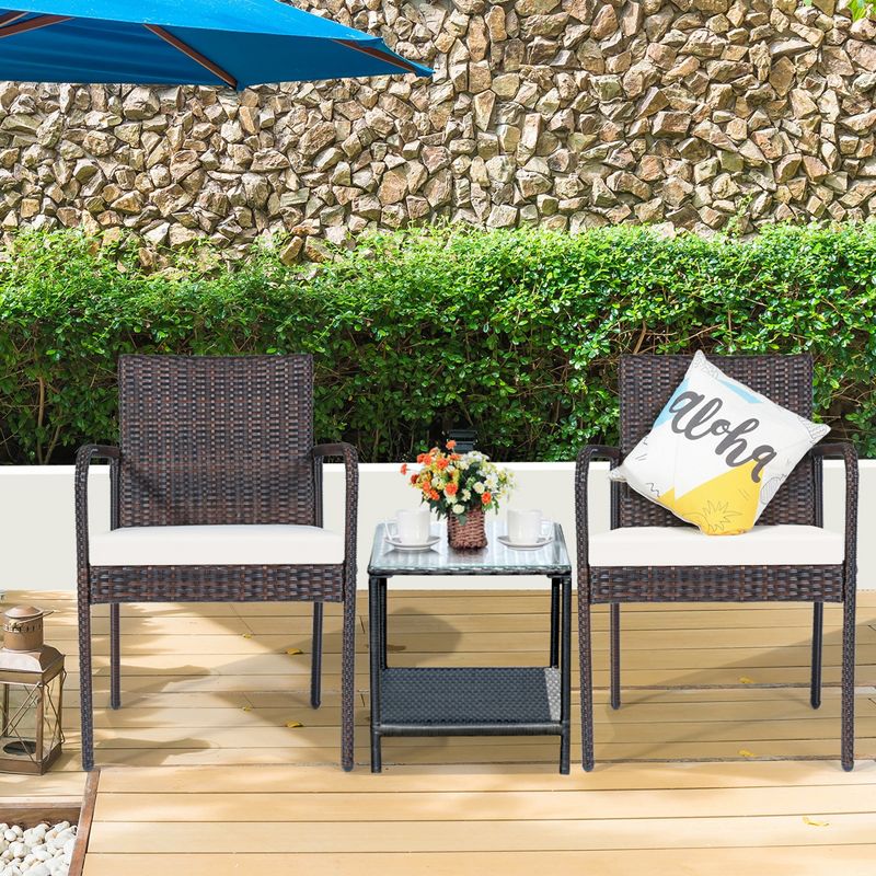 Tangkula 4-Piece Outdoor Rattan Wicker Dining Chairs with Armrests & Soft Cushions, 2 of 6