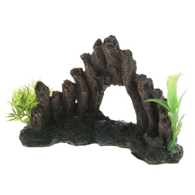 Unique Bargains Aquarium Terrariums Mountain for Fish Tank Landscape Decoration Gray Green 3.74" Height 1pcs