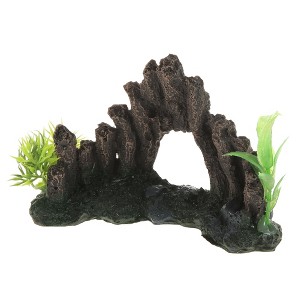 Unique Bargains Aquarium Terrariums Mountain for Fish Tank Landscape Decoration Gray Green 3.74" Height 1pcs - 1 of 4