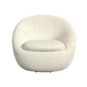 Round Swivel Chair White Faux Shearling - HomePop - 1 of 4