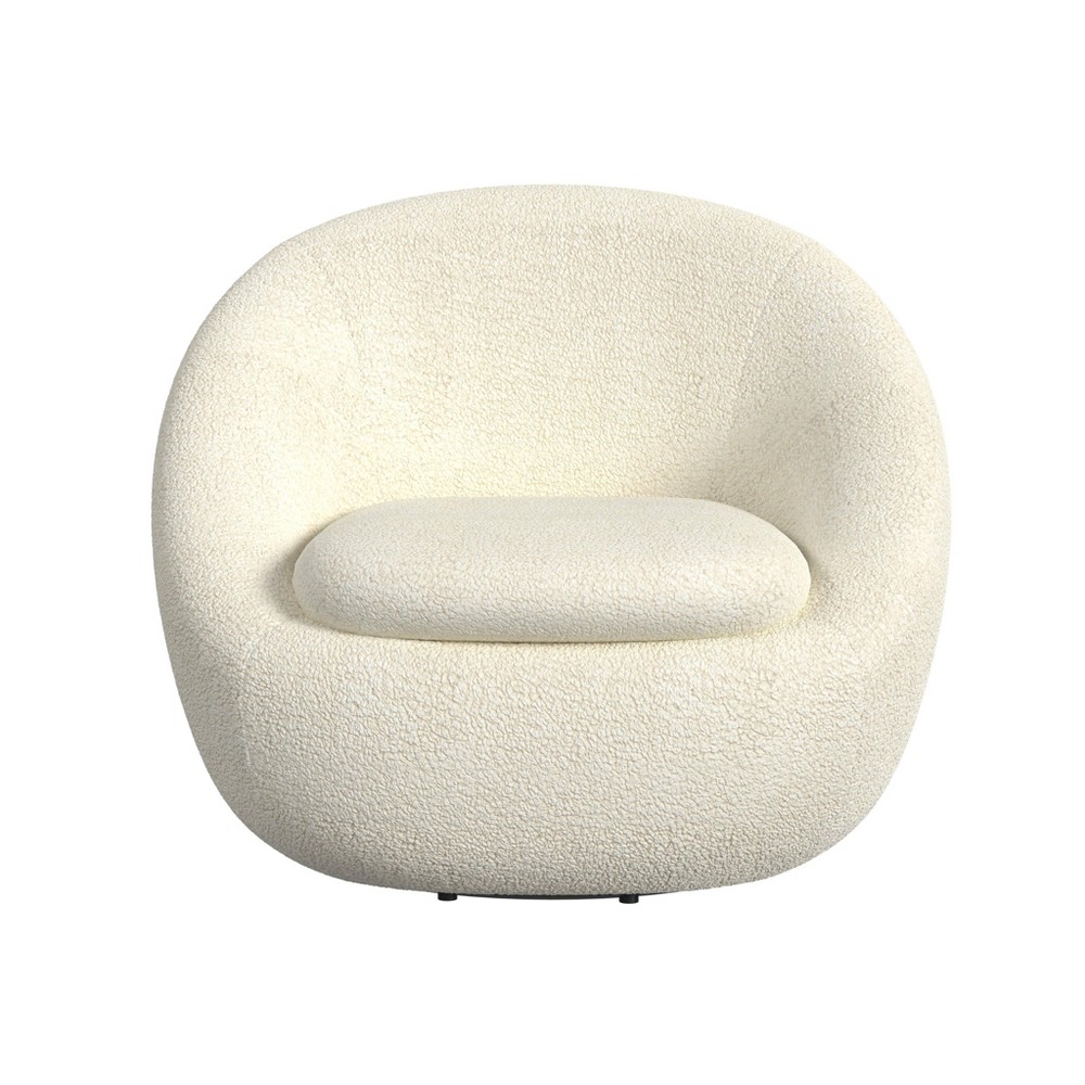 Photos - Chair Round Swivel  White Faux Shearling - HomePop