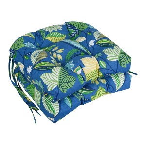 Blazing Needles, 16-inch Spun Polyester Patterned Outdoor U-shaped Tufted Chair Cushions (Set of 2) - 1 of 2