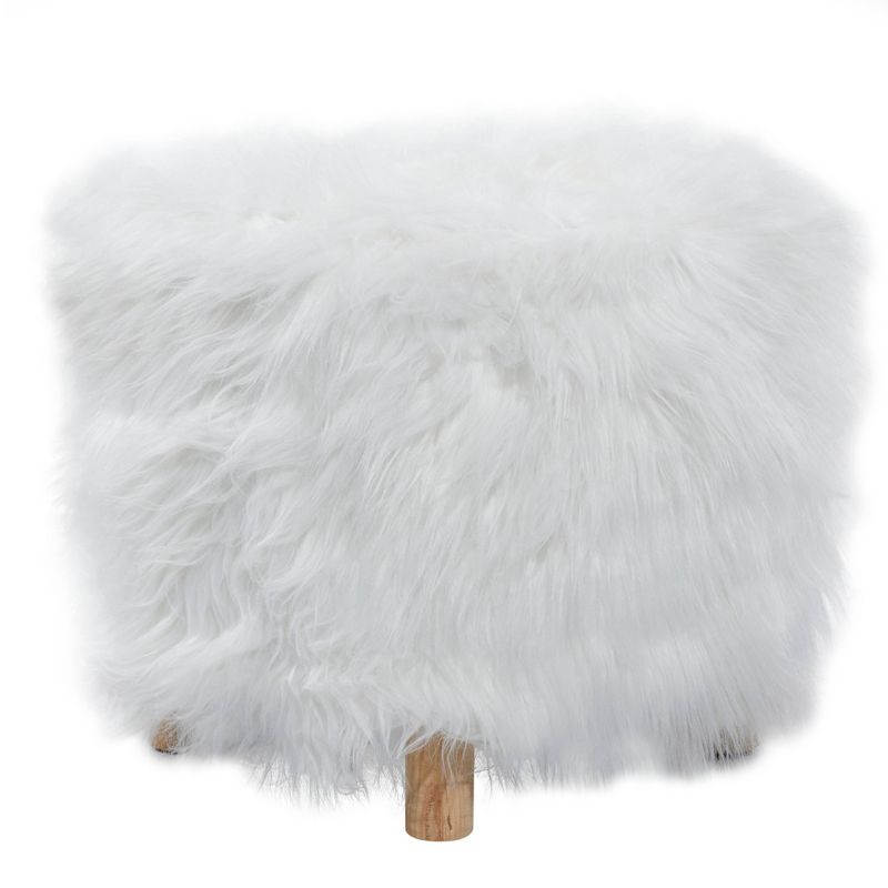 Contemporary Faux Fur Foot Stool White - Olivia &#38; May, 4 of 10
