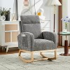 Modern Nursery Rocking Chair, Teddy Upholstered Glider with High Backrest and Armrests for Nursery - 2 of 4