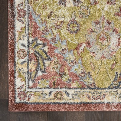 Ivory Floral Hand-Knotted Synthetic Easy-Care Area Rug