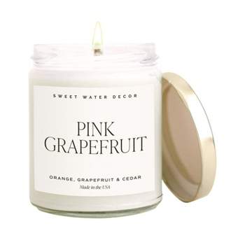 Sweet Water Decor Pink Grapefruit 9oz Clear Jar Candle with Gold Lid
