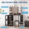 Corner Vanity Desk and Stool,Corner Makeup Vanity with LED Lighted Mirror - 4 of 4