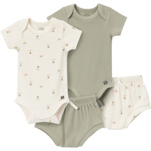 Modern Moments™ by Gerber Baby Neutral 4-Pack Short Sleeve Bodysuit and Shorts Set - 1 of 4