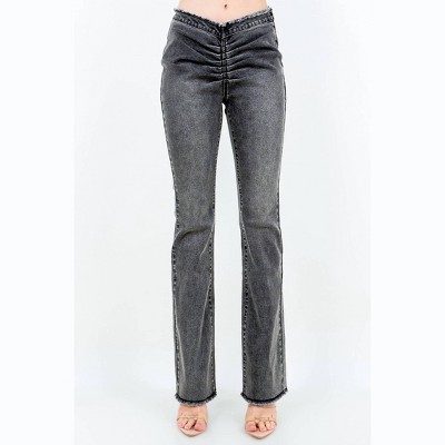 Women's Chic V Cut Ruched Flare Pants - American Bazi