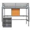 Whisen Twin Size Wooden Loft Bed with Desk, 2 Drawers Cabinet and Writing Board - 3 of 4