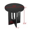Round Coffee Table End Table Sofa Table Side Table Center Table, Black/Natural Walnut-ModernLuxe - 3 of 4