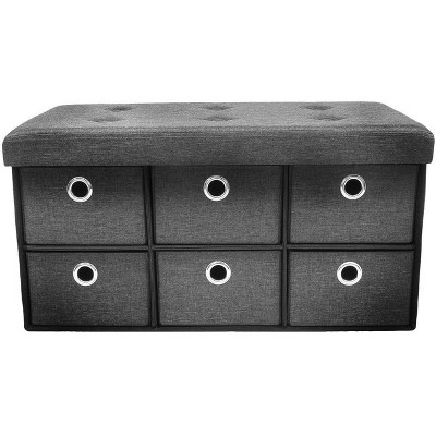 Sorbus Storage Bench Chest with Drawers Gray