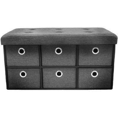 Sorbus Storage Bench Chest with Drawers Gray