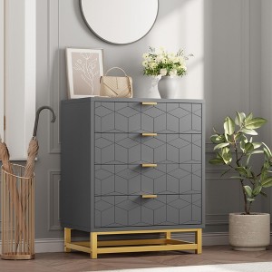 4 Drawer Dresser for Bedroom, Modern Dressers with Gold Metal Handles - 1 of 4