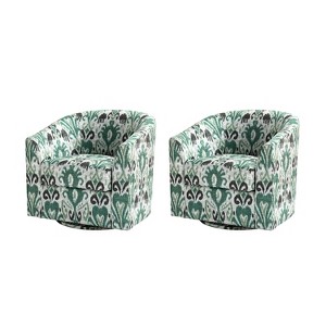 Set of 2 Liria Wooden Upholstered Barrel Chair for Livingroom with Metal Swivel Base | ARTFUL LIVING DESIGN - 1 of 4