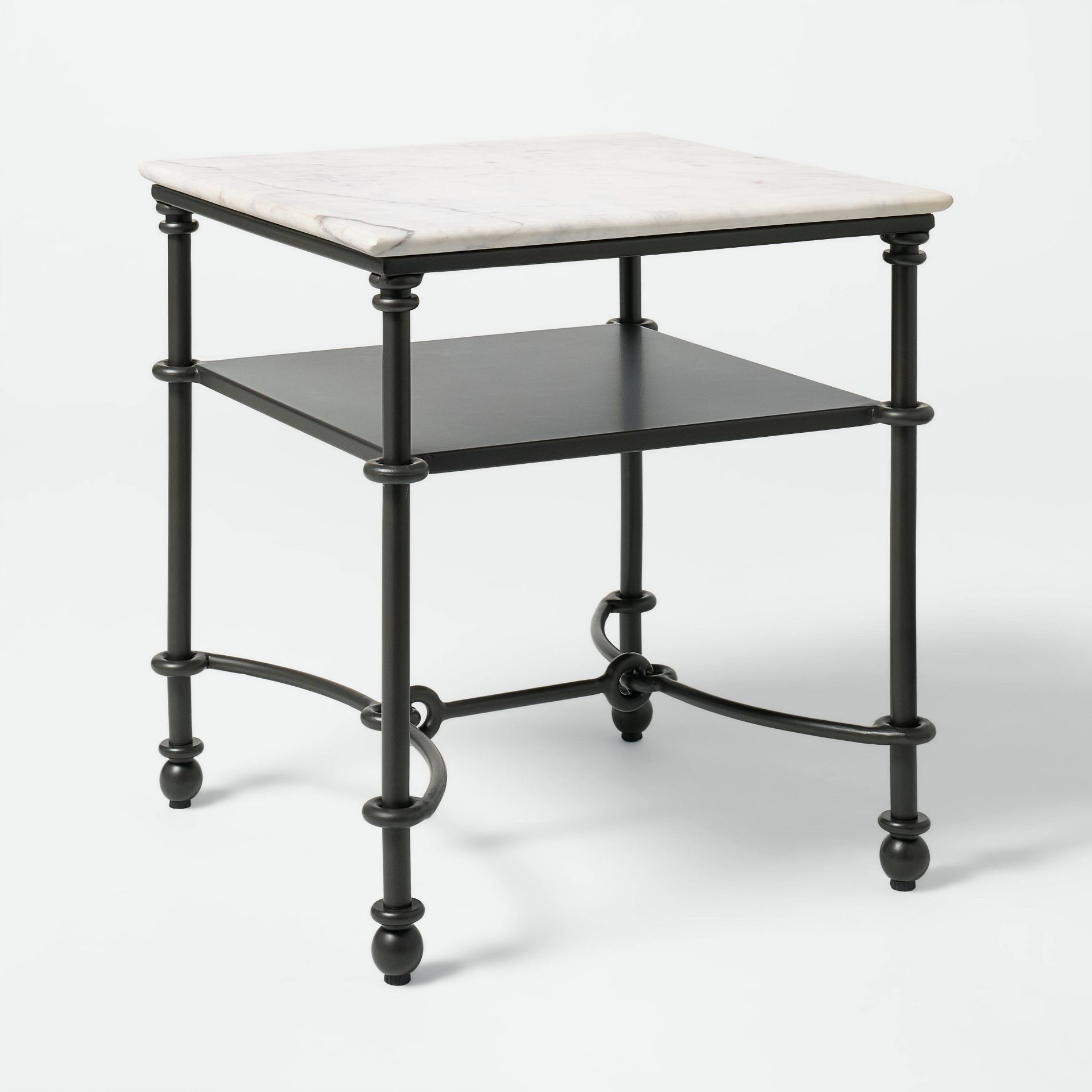 Metal and Marble Accent Table with Shelf White Carrara Marble/Dark Bronze - Threshold™ designed with Studio McGee