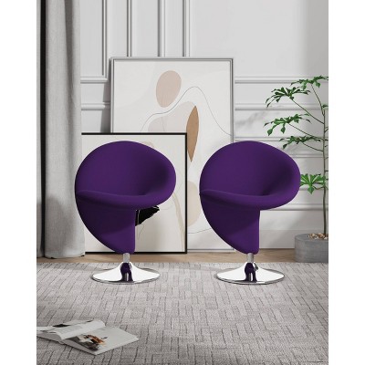 Purple Wool Blend Swivel Accent Chair