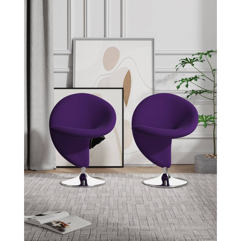Set of 2 Curl Wool Blend Swivel Accent Chairs - Manhattan Comfort, 3 of 10