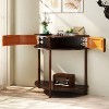 KWPZQEB Entryway Console Table - Half Moon Design, Vintage Sofa Table with 2 Storage Cabinet and Bottom Shelf for Living Room, Hallway - 3 of 4
