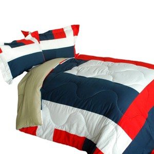 Slickblue Handmade Reversible Comforter Set, Down Alt Quilt & Sham, Patchwork Design, Cozy Bedding, Twin & King - 1 of 3