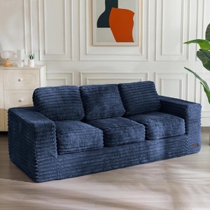 MAXYOYO 3-Seater Boneless Sofa Couch in a Box, Modern Faux Fur Sofa for Living Room, Soft High-Density Foam Couch with Pillows - 1 of 4