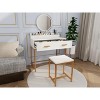 TOBILI Vanity Set with Mirror and Stool - Makeup Vanity Table with Storage Drawers and Organizer, White and Gold, Space-Saving Design - 3 of 4