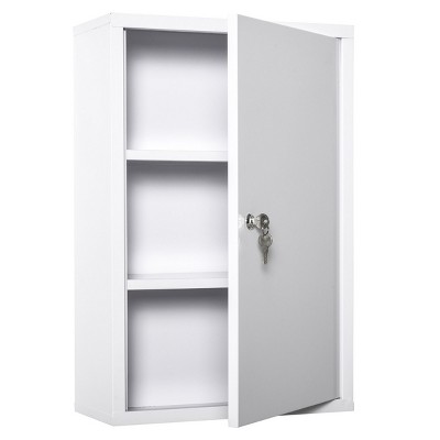 GlasFlength 23.5" Bathroom Storage Cabinets Bathroom Wall Cabinet Modern Medicine Cabinet Wall Mounted with 1 Doors for Room, White