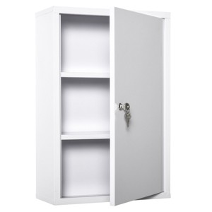 GlasFlength 23.5" Bathroom Storage Cabinets Bathroom Wall Cabinet Modern Medicine Cabinet Wall Mounted with 1 Doors for Room, White - 1 of 4