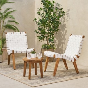 Christopher Knight Home Charlotter Outdoor Rope and Acacia Wood 3 Piece Chat Set - 1 of 4