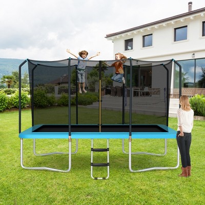 8x14 FT Blue Rectangular Trampoline with Safety Enclosure