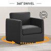 Vipbear Swivel Accent Chair, Velvet Swivel Bucket Chair, Wooden Base Swivel Club Chair, Upholstered Armchair, Reading Chair,Black/White/Beige/Brown - 3 of 4