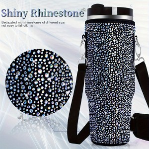 BABYYER Bling Water Bottle Holder, Rhinestones Water Bottle Sling Bag Stanley Cup Accessories with Lid Covers for Stanley 40 oz Tumbler - 1 of 4