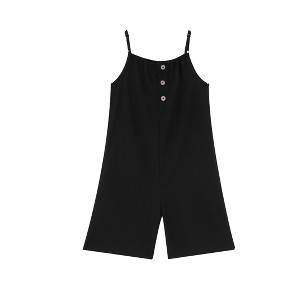 Girls' Wide-Leg Short Jumpsuit with Adjustable Suspenders and Pockets for Little Girl - 1 of 4
