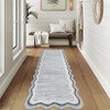 Scalloped Rug with Non Slip Backing, Low Pile Foldable Bordered Mats for Living Room, Bedroom - 2 of 4