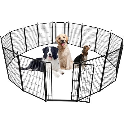 Dog Playpen, Dog Fence Indoor/Outdoor, Heavy Duty Metal Pet Puppy Exercise Pen, Wide Door Low Threshold