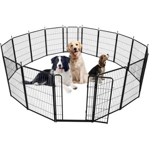 Dog Playpen, Dog Fence Indoor/Outdoor, Heavy Duty Metal Pet Puppy Exercise Pen, Wide Door Low Threshold - 1 of 4